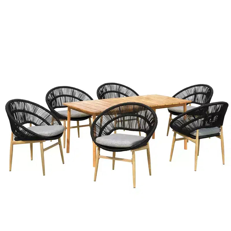Christopher Knight Home Corey Set da pranzo da esterno rustico a 7 pezzi in rattan, metallo e legno di acacia