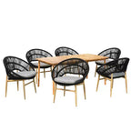 Christopher Knight Home Corey Set da pranzo da esterno rustico a 7 pezzi in rattan, metallo e legno di acacia