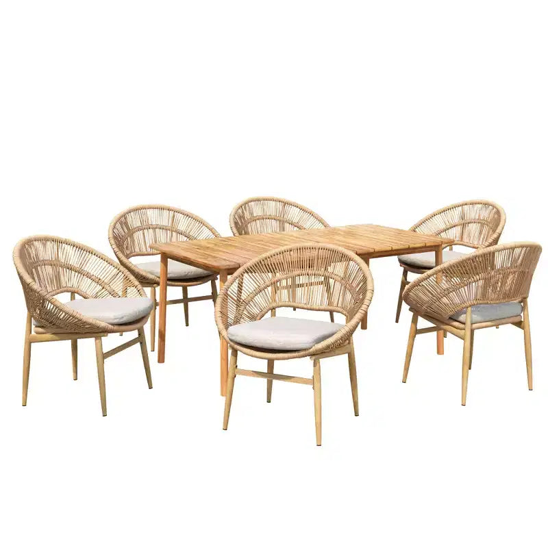 Christopher Knight Home Corey Set da pranzo da esterno rustico a 7 pezzi in rattan, metallo e legno di acacia