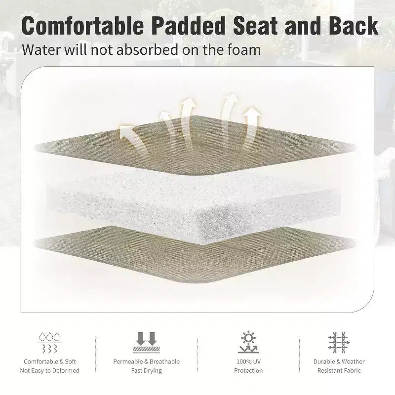 Captiva Designs Set da 8 Tavolo Rettangolare in Acciaio, Sedie con Braccioli Imbottite e Ombrellone da Esterno