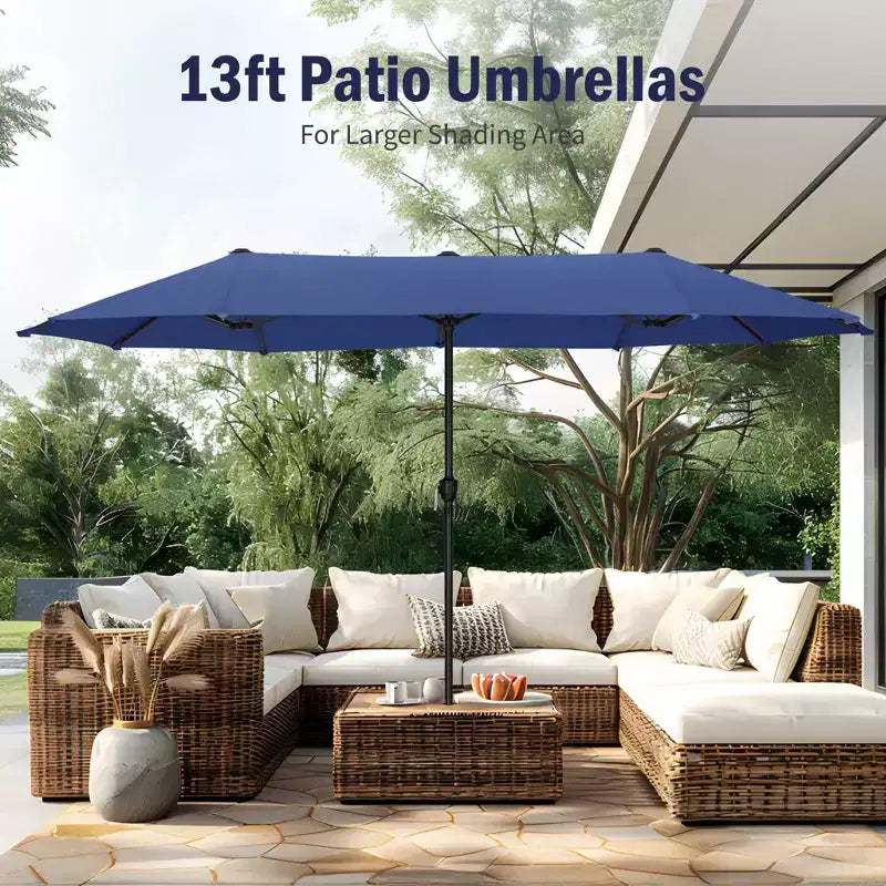 Captiva Designs Set da 8 Tavolo Rettangolare in Acciaio, Sedie con Braccioli Imbottite e Ombrellone da Esterno