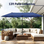 Captiva Designs Set da 8 Tavolo Rettangolare in Acciaio, Sedie con Braccioli Imbottite e Ombrellone da Esterno