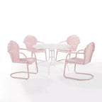 HomeStock Set da Pranzo da Esterno Tulipano 5 Pezzi in Metallo con Tavolo da Pranzo e 4 Sedie
