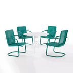 HomeStock Bates Set da Pranzo da Esterno in Metallo da 5 Pezzi con Tavolo da Pranzo e 4 Poltrone