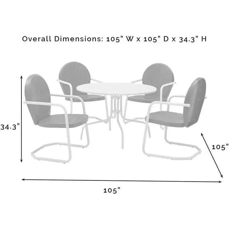 HomeStock Griffith, set da pranzo da esterni in metallo, 5 pezzi - tavolo e 4 sedie