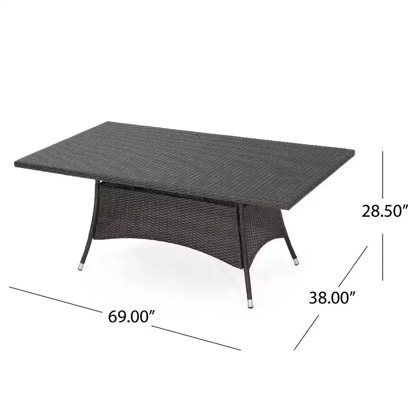 Set da pranzo da esterno a 7 pezzi in vimini Christopher Knight Home Thompson con cuscini