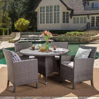 Christopher Knight Home Cypress Outdoor Wicker 5 Piece Dining Set with Cushion