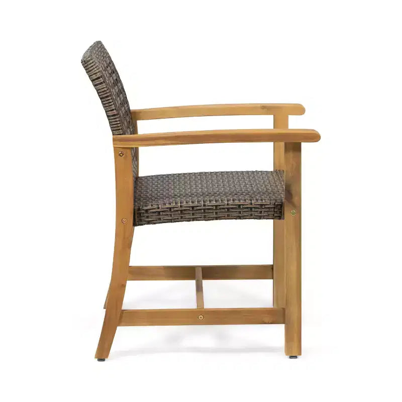 Christopher Knight Home Edgewood Set da Pranzo da Esterno di 9 Pezzi in Legno di Acacia e Vimini, Teak/Moka Misto