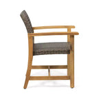 Christopher Knight Home Edgewood Set da Pranzo da Esterno di 9 Pezzi in Legno di Acacia e Vimini, Teak/Moka Misto