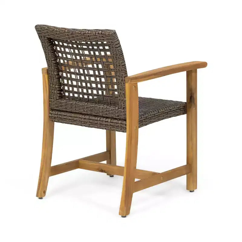Christopher Knight Home Edgewood Set da Pranzo da Esterno di 9 Pezzi in Legno di Acacia e Vimini, Teak/Moka Misto