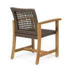 Christopher Knight Home Edgewood Set da Pranzo da Esterno di 9 Pezzi in Legno di Acacia e Vimini, Teak/Moka Misto