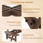 Set Tavolo da Picnic Rotondo per 8 Persone Costway con 4 Panche Integrate 2 Fori per Ombrellone, Marrone/Giallo