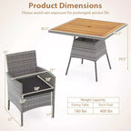 Costway Ensemble repas de patio en osier PE 5 pièces avec coussins et trou pour parasol de 5 cm
