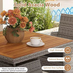 Costway Ensemble repas de patio en osier PE 5 pièces avec coussins et trou pour parasol de 5 cm
