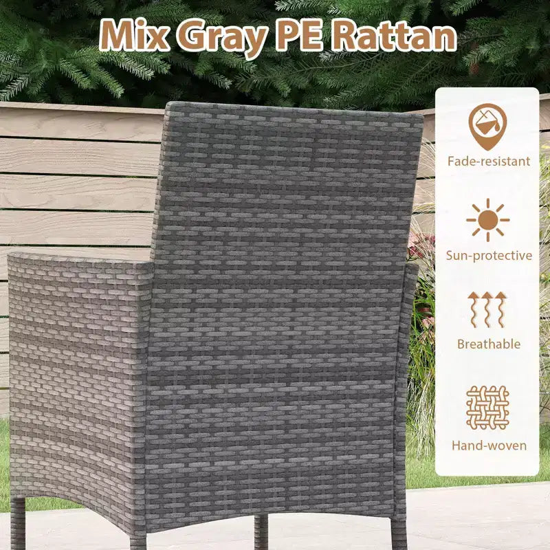 Costway Ensemble repas de patio en osier PE 5 pièces avec coussins et trou pour parasol de 5 cm
