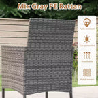 Costway Ensemble repas de patio en osier PE 5 pièces avec coussins et trou pour parasol de 5 cm