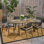 Ensemble de salle à manger 7 pièces Christopher Knight Home Arletta en maille et bois d'acacia