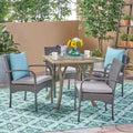 Christopher Knight Home Hartford Outdoor Acacia Wood and Wicker 5 Piece Dining Set with Cushions