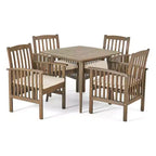 Christopher Knight Home Laussat Set da pranzo da esterno 5 pezzi in legno di acacia con cuscini