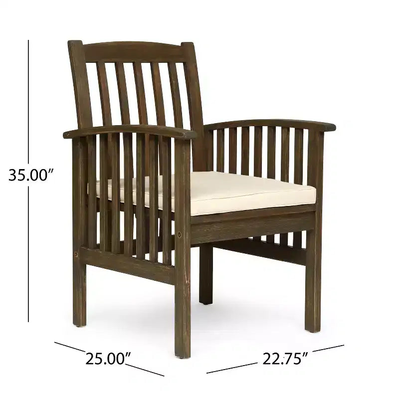 Christopher Knight Home Laussat Set da pranzo da esterno 5 pezzi in legno di acacia con cuscini