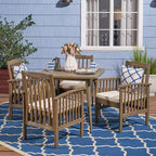 Christopher Knight Home Laussat Outdoor Acacia Wood 5 Piece Dining Set with Cushion