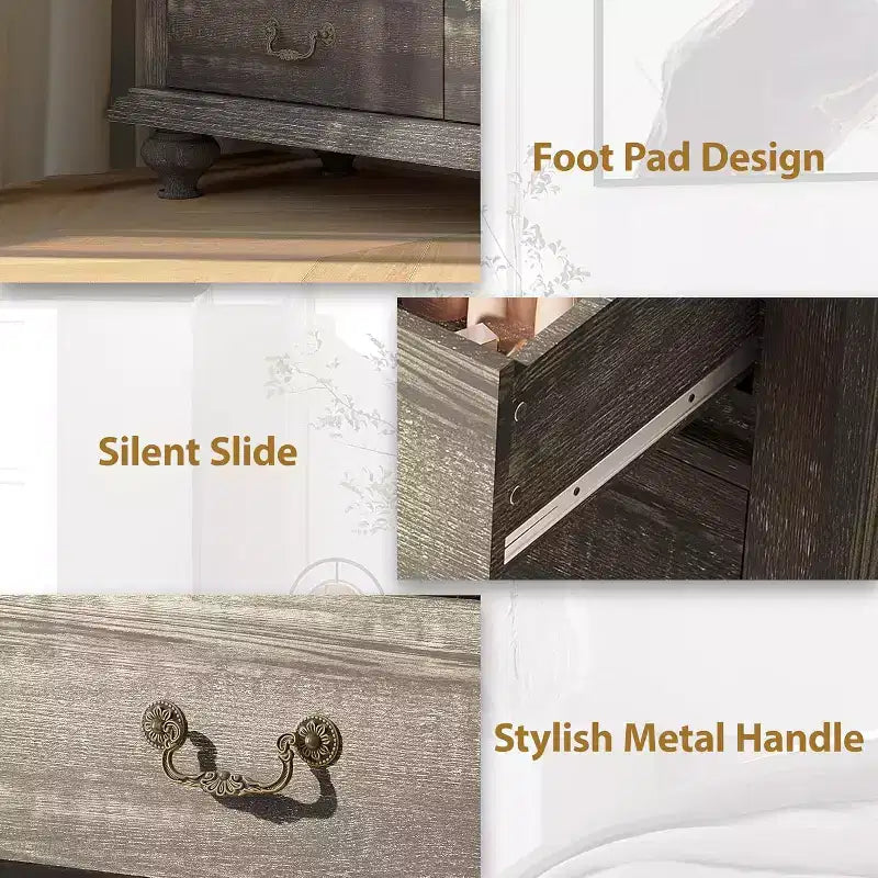 Cassettiera a 9 Cassetti per Camera da Letto, Comò in Legno con Cassetti Grandi e Maniglie in Metallo