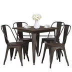 BestMassage Dining Table and Chairs 5-Piece Metal Dining Set Square Metal Table with 4 Chairs