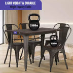 BestMassage Tavolo e sedie da pranzo, set da pranzo in metallo da 5 pezzi, tavolo quadrato in metallo con 4 sedie