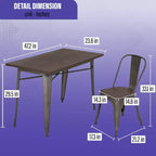 BestMassage Tavolo e sedie da pranzo, set da pranzo in metallo da 5 pezzi, tavolo quadrato in metallo con 4 sedie