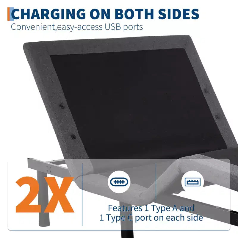 Telaio Letto Regolabile, Rete Elettrica con Massaggio, Inclinazione Testa e Piedi, Telecomando Wireless, 2 Porte USB Integrate, Luce Notturna a LED