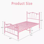 Struttura per letto singolo
Struttura del letto in metallo a forma di cuore con testiera/pediera e spazio di archiviazione sotto il letto
Non è necessaria la rete a molle