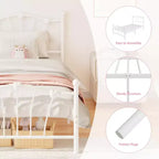 Struttura per letto singolo
Struttura del letto in metallo a forma di cuore con testiera/pediera e spazio di archiviazione sotto il letto
Non è necessaria la rete a molle