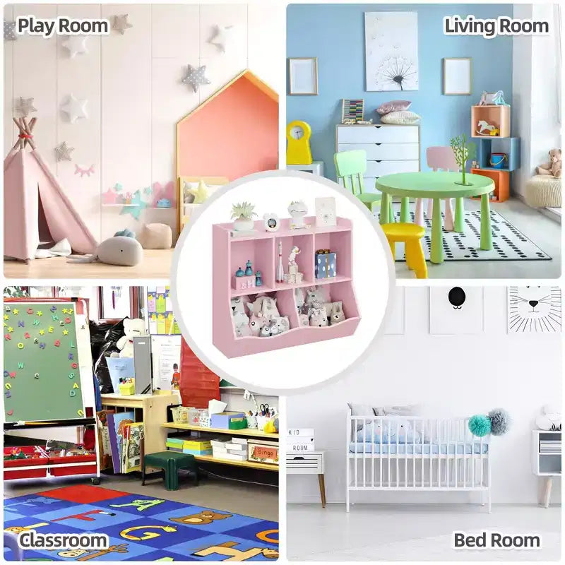 Libreria e Organizer Giocattoli a 2 Ripiani per Bambini - Mobile Contenitore in Legno per Sala Giochi, Cameretta, Stanza da Letto (Scaffale per Libri e Giocattoli per Bambini)