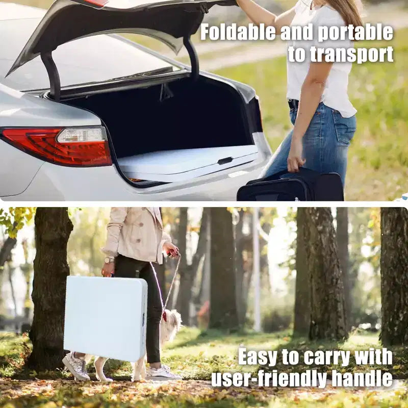Tavolo Pieghevole 180 cm, Tavolo Portatile Pieghevole in Plastica Resistente con Maniglia
