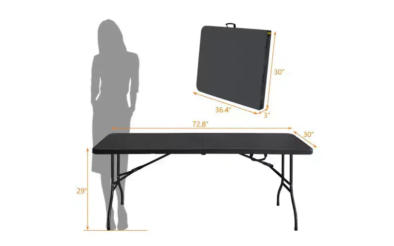 Tavolo Pieghevole 180 cm, Tavolo Portatile Pieghevole in Plastica Resistente con Maniglia