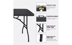 Tavolo Pieghevole 180 cm, Tavolo Portatile Pieghevole in Plastica Resistente con Maniglia
