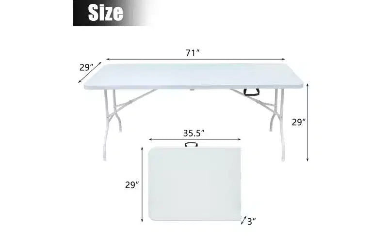 Tavolo Pieghevole 180 cm, Tavolo Portatile Pieghevole in Plastica Resistente con Maniglia