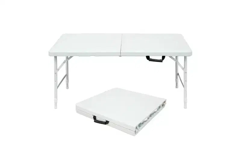 Tavolo Pieghevole da 120 cm, Tavolo Portatile Resistente in Plastica con Maniglia,