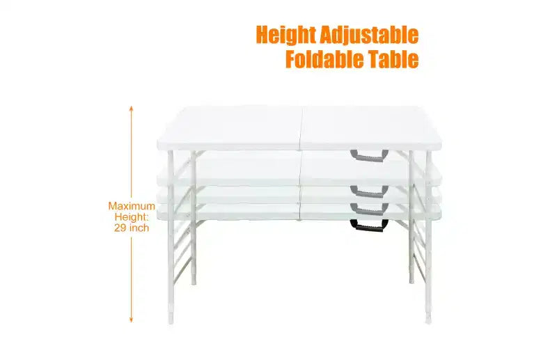 Tavolo Pieghevole da 120 cm, Tavolo Portatile Resistente in Plastica con Maniglia,