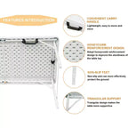 Tavolo Pieghevole da 120 cm, Tavolo Portatile Resistente in Plastica con Maniglia,