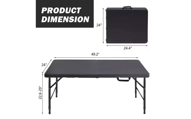 Tavolo Pieghevole da 120 cm, Tavolo Portatile Resistente in Plastica con Maniglia,