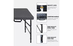 Tavolo Pieghevole da 120 cm, Tavolo Portatile Resistente in Plastica con Maniglia,