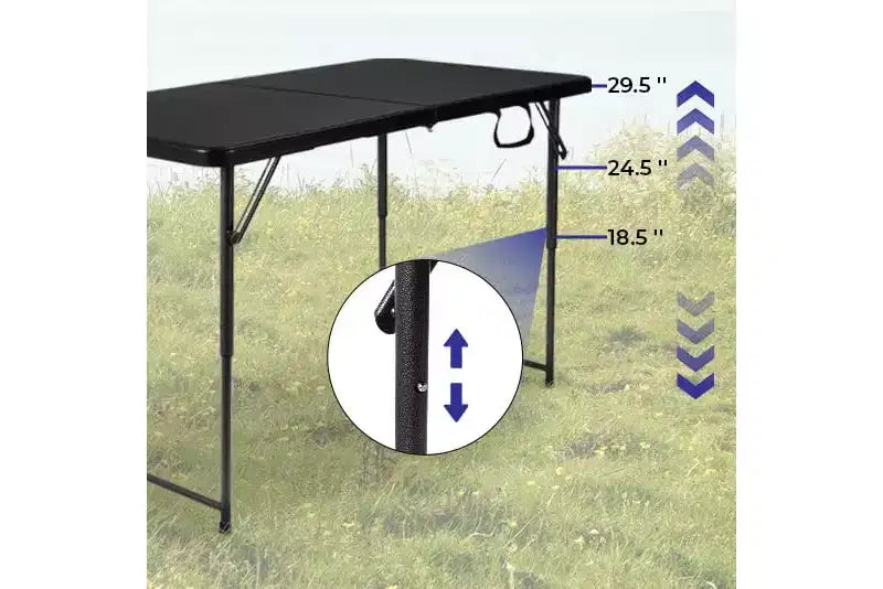 Tavolo Pieghevole da 120 cm, Tavolo Portatile Resistente in Plastica con Maniglia,