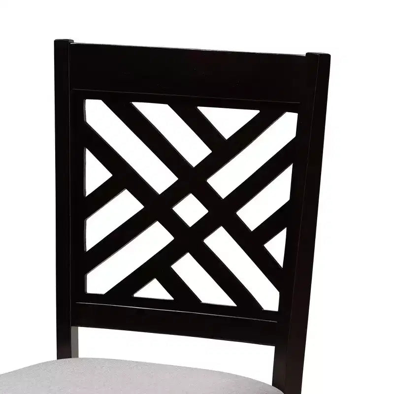 Set da pranzo Norah da 5 pezzi in tessuto grigio moderno e legno rifinito marrone scuro