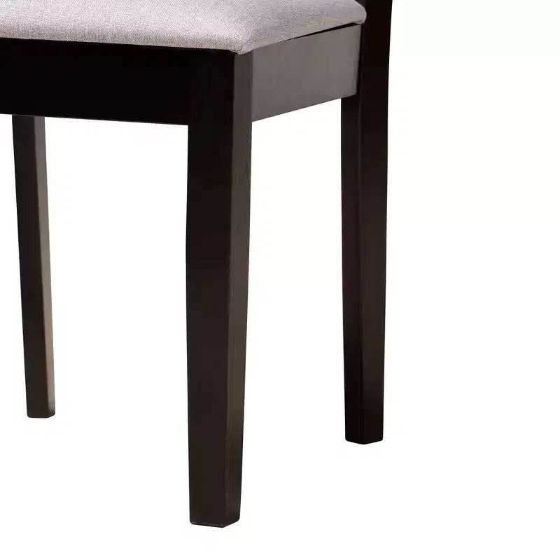 Set da pranzo Norah da 5 pezzi in tessuto grigio moderno e legno rifinito marrone scuro