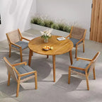 Christopher Knight Home Neva Set da Pranzo da Esterno 5 Pezzi con Tavolo in Legno di Acacia e Sedie in Vimini