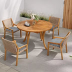 Set da pranzo da esterno Neva Christopher Knight Home da 5 pezzi in legno di acacia e vimini con cuscini resistenti all'acqua