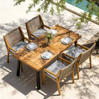 Set da pranzo da esterno Christopher Knight Home Neva, 5 pezzi, industriale, in legno di acacia e vimini, con cuscini