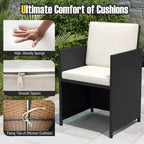 Costway Ensemble de salle à manger de patio 9 pièces avec table en verre trempé et coussins amovibles de pouf blanc cassé/beige