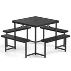 Tavolo da Picnic Costway con Panca per 4-8 Persone con Foro per Ombrellone, Piano in HDPE per Tutte le Stagioni Nero/Grigio/Verde/Bianco